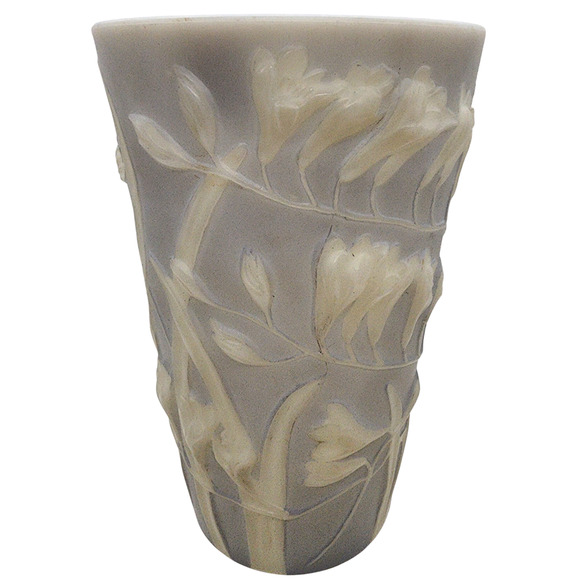 Phoenix Blue-Grey Marigold Freesia Flared Vase 8 1/2" X 5 3/4"